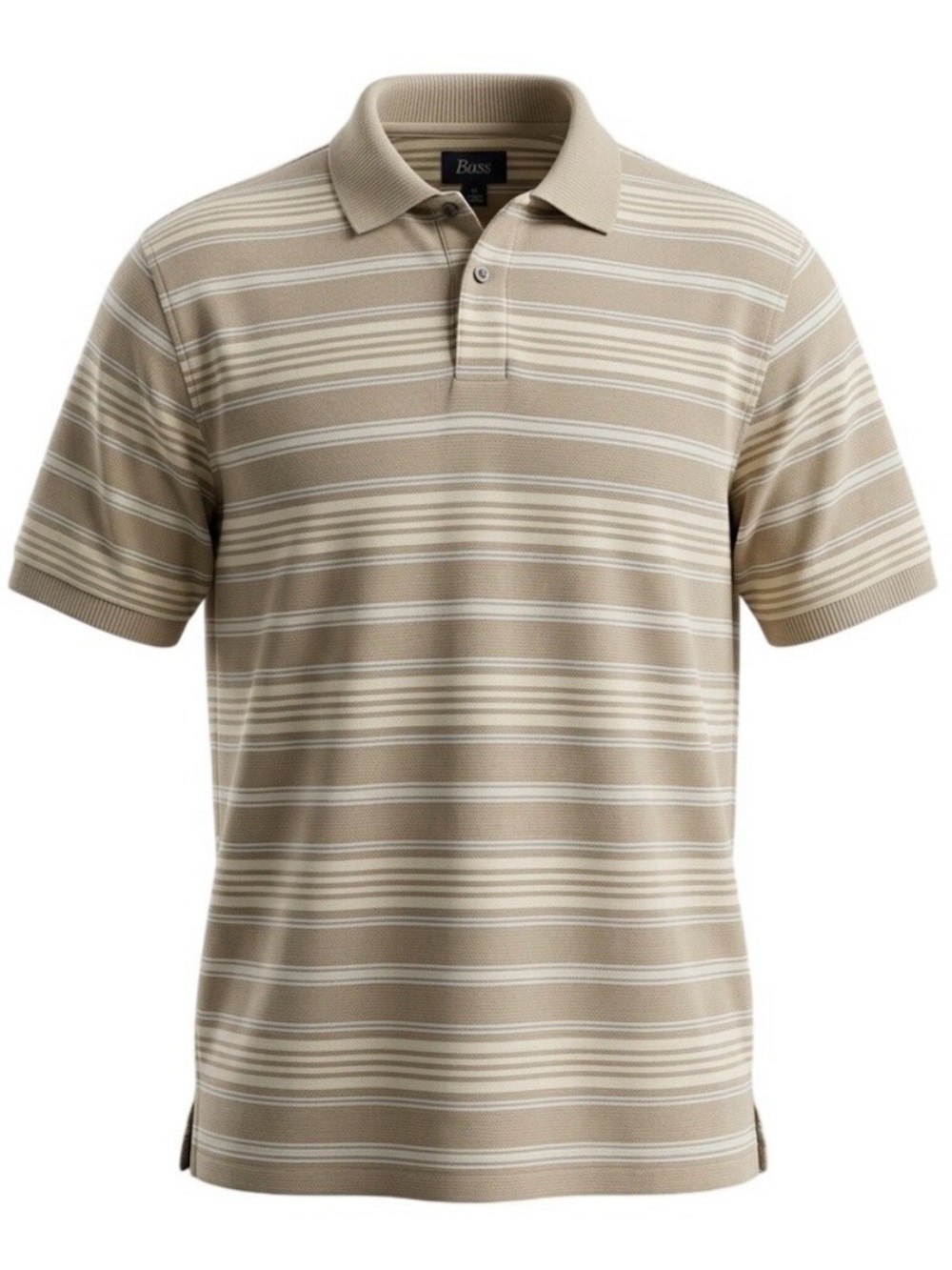G.H. Bass & Co Striped Polo Shirt Beige White Collared 100% Cotton Preppy XXL